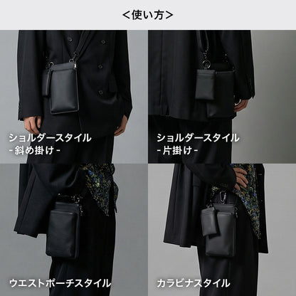 Eimless (エイムレス) 防水 スマホポーチ&ミニポーチセット メンズ 大画面スマホ対応 6.9インチスマホ ワイヤレスイヤホン収納 お財布付き ポーチ PUレザー製 スマホ ポーチ スマートフォンポーチ ショルダーポーチ スマホ ショルダー ポシェット お財布ショルダー 男性