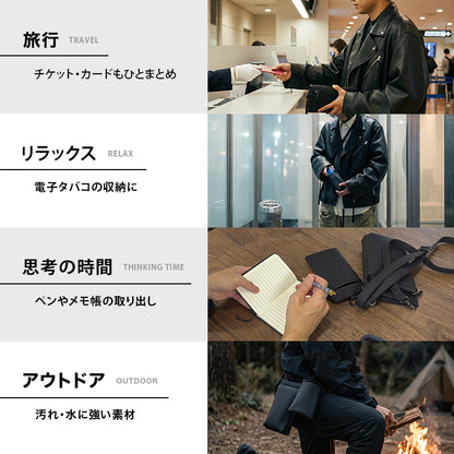 Eimless 大画面スマホ対応 防水 スマホポーチ & 縦長ミニポーチ セット メンズ エイムレス 6.9インチスマホ メガネケース お財布付き ポーチ PUレザー製 サングラスケース スマートフォンポーチ ショルダーポーチ スマホ ショルダー ポシェット お財布ショルダー 男性