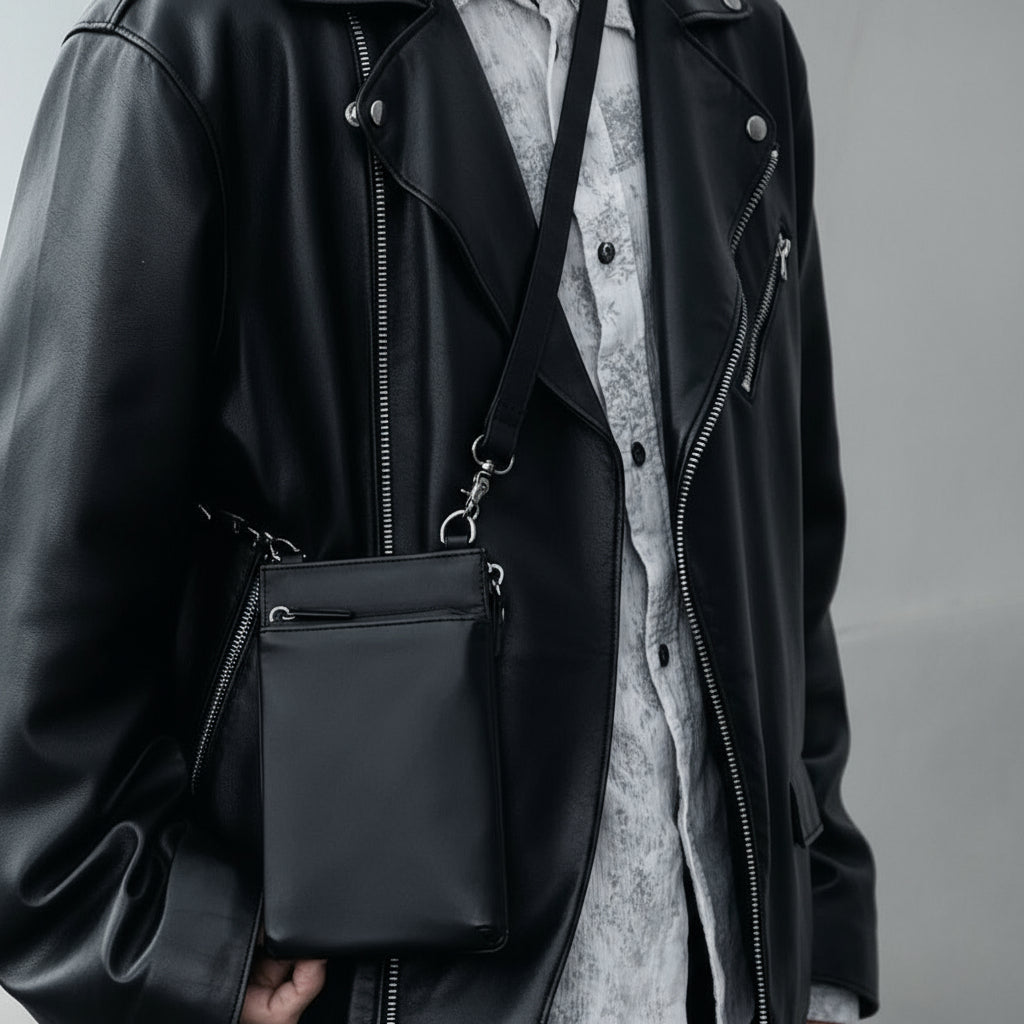 Eimless (エイムレス) 小型 スマホポーチ メンズ お財布付き 防水ポーチ PUレザー製 『防水試験実施済み』 軽量112g 小型 横11.5cmｘ縦19.5cm スマホ ショルダー ポシェット バッグ サコッシュ